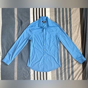 Express Blue Fitted Dress Shirt